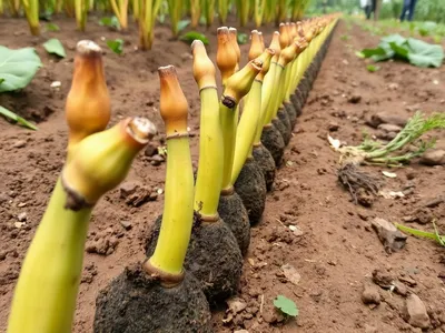 Rejets de bananier plantain prêts à planter · Ntoum